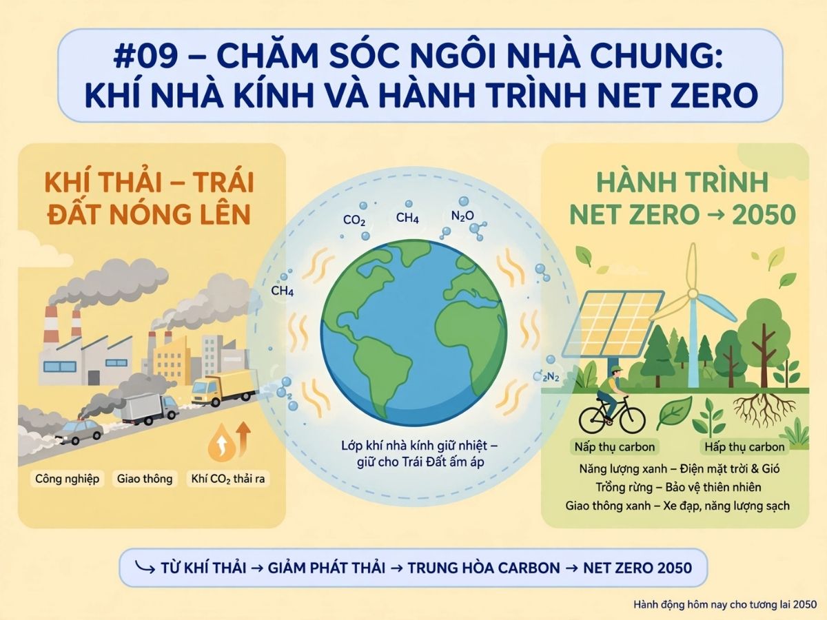 #09 – Chăm Sóc Ngôi Nhà Chung: Khí Nhà Kính Và Hành Trình Net Zero