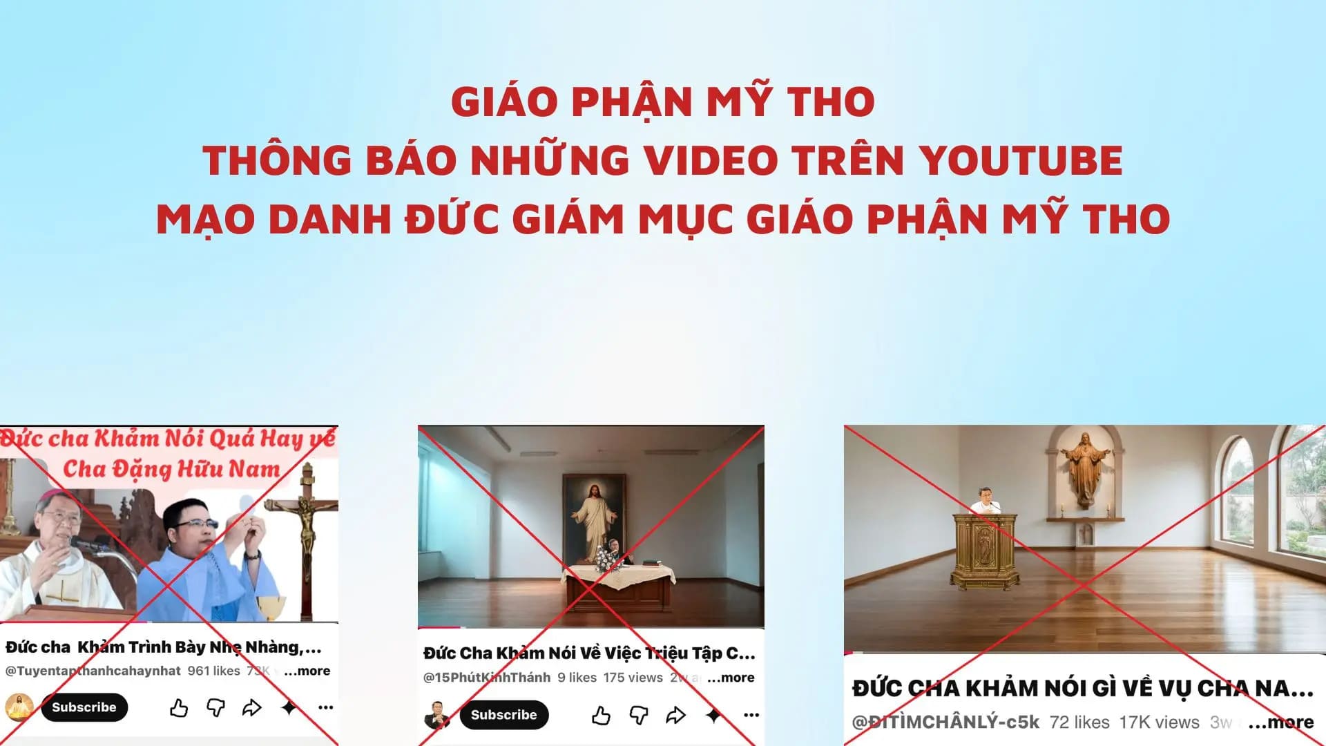 Giáo Phận Mỹ Tho - Thông Báo Những Video Trên Youtube Mạo Danh Đức Giám Mục Giáo Phận Mỹ Tho