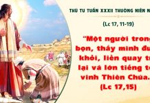 SNLC – THỨ TƯ TUẦN XXXII THƯỜNG NIÊN C – Lc17, 11-19